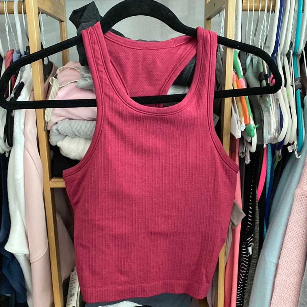Lululemon Athletica Pink Ribbed Crop Tank Top